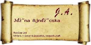 Jóna Ajnácska névjegykártya